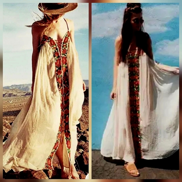 Bohemian Cream Floral Maxi Dress - Picture 1 of 16